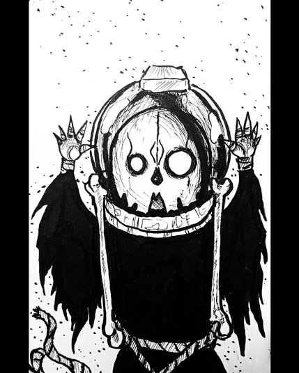 ilustración a tinta y papel del personaje protagonista del manga Dai Dark