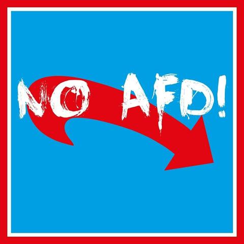 No AFD steht auf einem Plakat von der AFD.