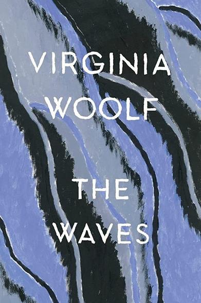 Cover to The Waves with abstract painting of ocean waves.