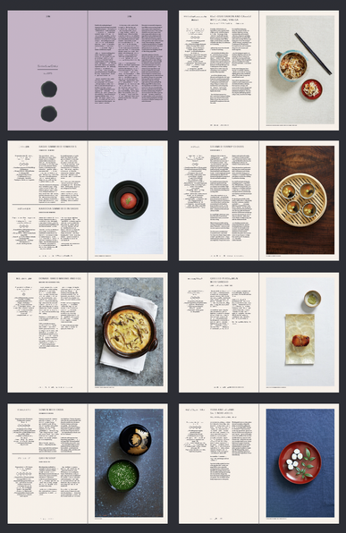 A collection of 8 double pages from the book in a collage.