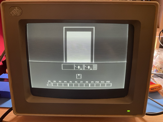 The boot screen, very distorted.
