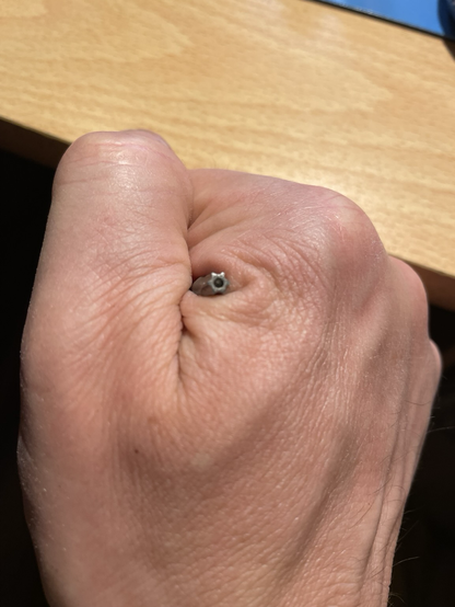 The tip of the security Torx bit in my hand