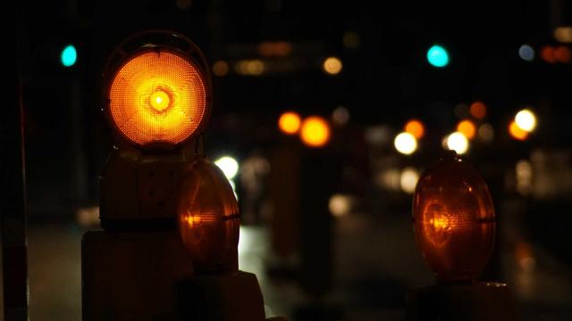 Street lights in a construction site