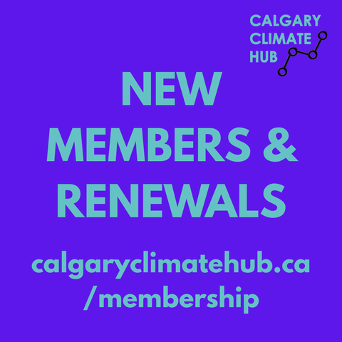 Hub logo + content: "New members & renewals" - calgaryclimatehub.ca/membership