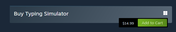 A screenshot of the button to by Typing Simulator in the Steam interface.