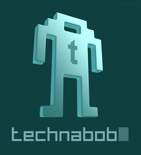 Voxel-style 3D logo, depicting a character sprite from the 1980 Berzerk video game.