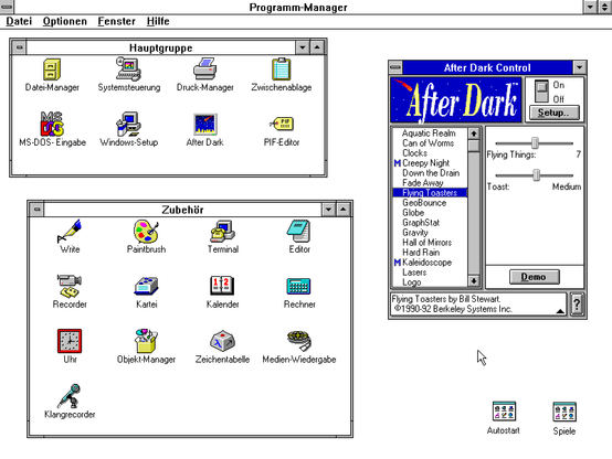 After Dark 2.0c running on Windows 3.1. Nice!