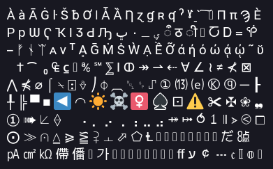 Screenshot of same text as in the post. Most characters are rendered except for about 1/4 of each of the bottom two rows (where the substitute "empty box" char is shown).
