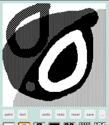 an abstract canvas of pixelly forms vaguely fig-shaped. patterns intersect creating new patterns