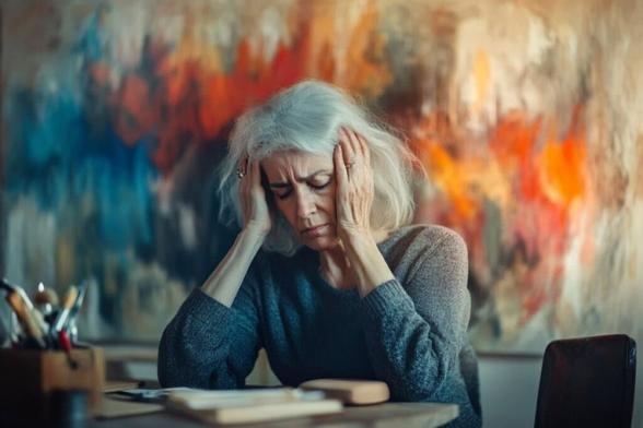 This shows a stressed woman.