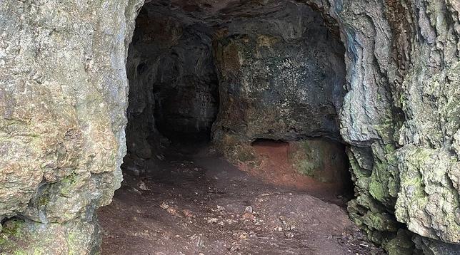 Photo of "King Arthur's Cave," a cave in Herefordshire, England.