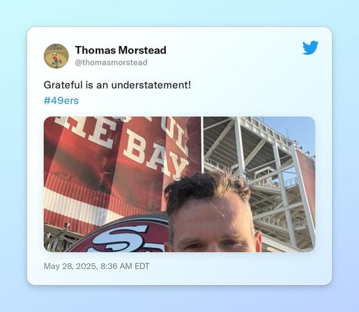 Grateful is an understatement!
#49ers https://t.co/VMaopGt2YD