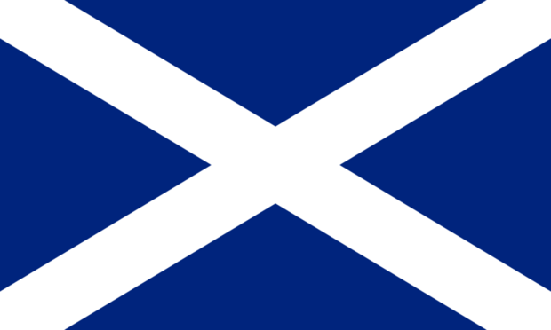 The Scottish Flag... a mid blue background with a white diagonal cross...