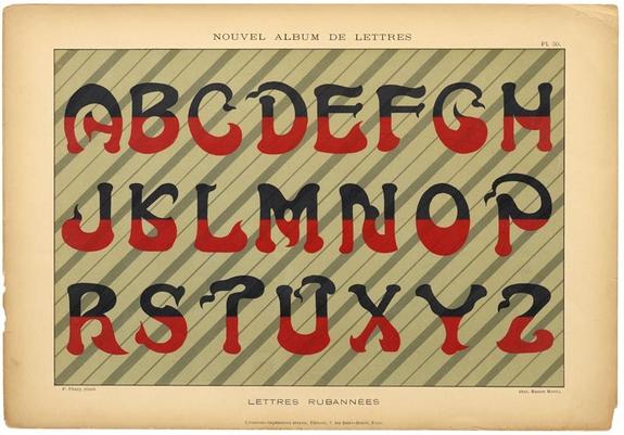 Nouvel Album de Lettres Peintes
Loose sheets in folded paper cover. Plates 3–33 and 34–38. Cover dimension: 46 x 32.