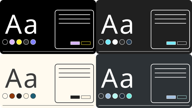 theme previews for the Night Sky, Aquatic, Desert, and Dusk Windows high contrast themes