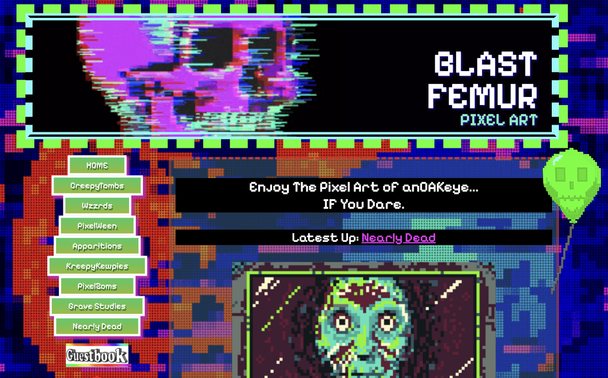 BLAST FEMUR pixel art homepage