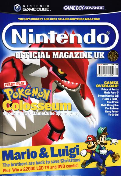 Front cover for Nintendo Official Magazine 136 - January 2004 (UK), featuring Pokémon Colosseum on GameCube