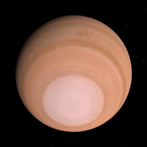 A computer-generated representation of the DH Tau b exoplanet.
