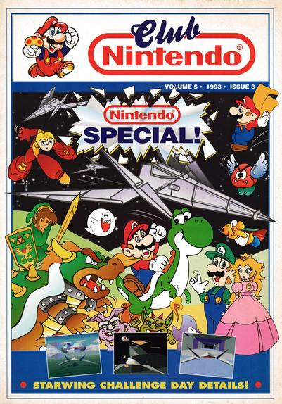 Front cover for  Club Nintendo Volume 5 Issue 3 - 1993 (UK) , featuring Star Wing on SNES