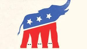 G O P elephant logo with an interesting feature