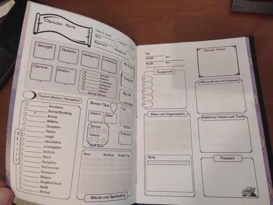 A Dungeons and dragons carachter Sheet.