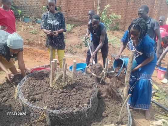 Young farmers making an urban garden
