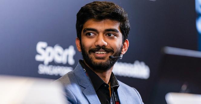 India's D Gukesh after becoming the 18th World Chess Champion. Photo: FIDE/Chin An via PTI