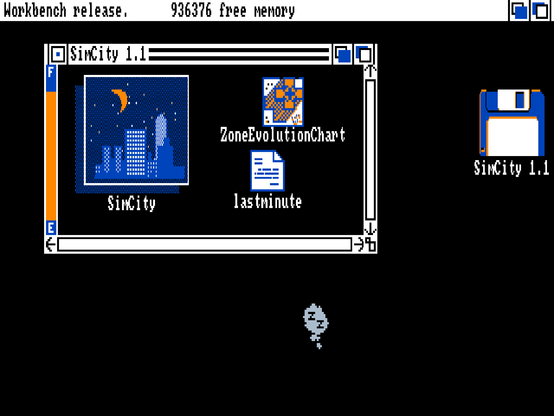 SimCity v1.1 for the Amiga, screenshot