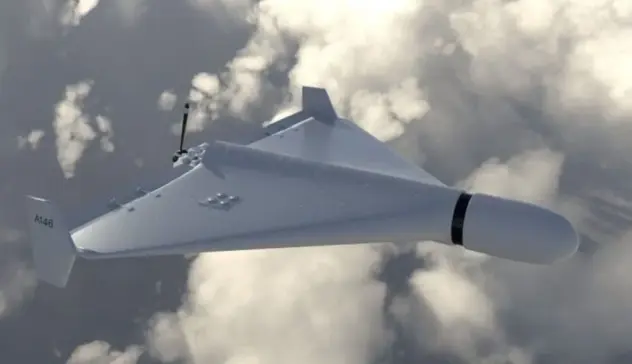 An Iranian-made Shahed 131/136 kamikaze drone, a model often used by Russian forces in airstrikes against Ukraine