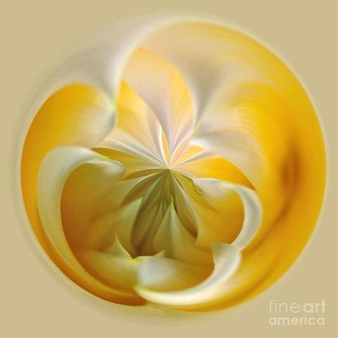 **ACHIEVED 2ND PLACE IN FAA CONTEST "MELLOW YELLOW ABSTRACTS OR ABSTRACTIONS" - May 2023
** ACHIEVED 3RD PLACE IN FAA CONTEST "ANYTHING YELLOW GOES" - October 2013.

A yellow and white dahlia digitally transformed into a pretty orb or sphere.
THE FINE ART AMERICA LOGO WILL NOT APPEAR ON PURCHASED PRINTS OR PRODUCTS.

Available in various print styles and lots of wonderful products at:  https://kaye-menner.pixels.com/featured/yellow-dahlia-orb-kaye-menner.html