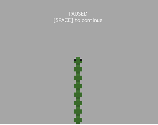 A snake game prototype showing just the snake with body