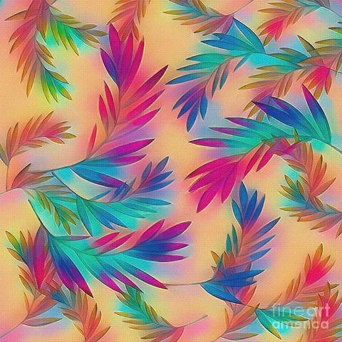 Colorful tropical leaves / palms pattern in rainbow colors on a soft golden background.
An arrangement of lots of colorful fern fronds against a yellow background to create a pretty and colorful scene that would look great as a print or on many of the fineartamerica products available here.

THE FINE ART AMERICA LOGO WILL NOT SHOW ON PURCHASED PRINTS OR PRODUCTS.