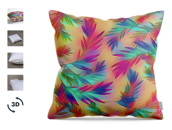 Throw Pillow
Colorful tropical leaves / palms pattern in rainbow colors on a soft golden background.
An arrangement of lots of colorful fern fronds against a yellow background to create a pretty and colorful scene that would look great as a print or on many of the fineartamerica products available here.

THE FINE ART AMERICA LOGO WILL NOT SHOW ON PURCHASED PRINTS OR PRODUCTS.