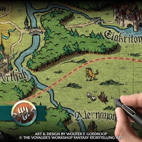 Closeup of a hand drawn regional map of The Vale.