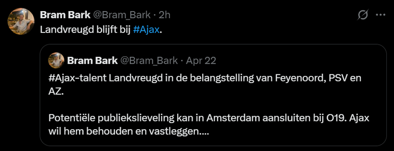 Bram Bark (@Bram_Bark) on X: "Landvreugd blijft bij Ajax"