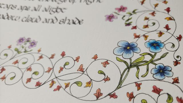 Close up of the flowers and leaves at the bottom