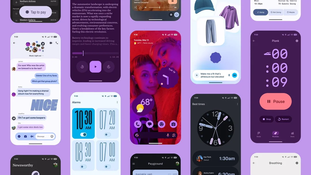 Google's Material 3 Expressive screenshots from the 2026 design of Android.