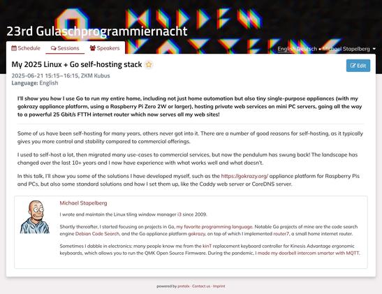 screenshot of the description of my talk at GPN23
