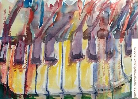 G.
Piano Fire is a watercolour painting, initially created to have colour represent the emotion of piano music. As the flow and colour could be interpreted as flames, it was named Piano Fire.