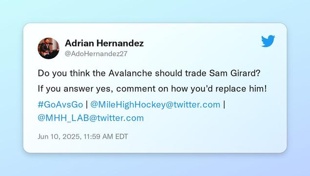 Do you think the Avalanche should trade Sam Girard? 

If you answer yes, comment on how you'd replace him!

 #GoAvsGo | @MileHighHockey | @MHH_LAB