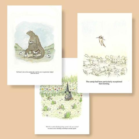 An image of three prints available at gricklemart.com