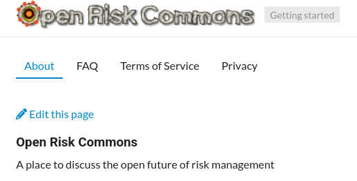 Snapshot of the Open Risk Commons About page