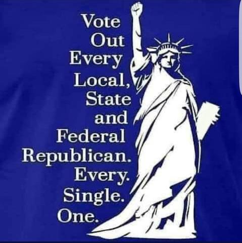 Vote Out Every Local, State and Federal Republican. Every. Single. One. 
(with Statue of Liberty)
