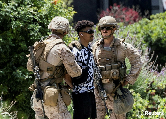 Marines detain civilian in Los Angeles