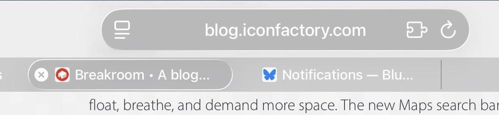 The series of tabs in Safari with a white underlying content page and the tab is hard to tell it’s been selected