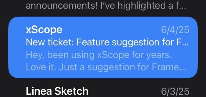 Selected email in mail where the entire preview is selected in a high contrast blue color