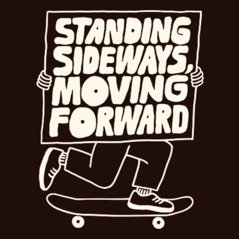 Standing sideways moving forward