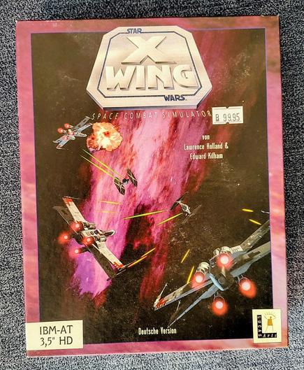 German box of the PC game "Star Wars X Wing" by Lucas Arts from 1993; the price label reads DM 99.95.