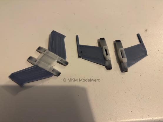 The pylons have been glued together the supports that will attach to the saucer section.