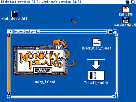 An A3000 running Amiga Workbench 1.3.3.